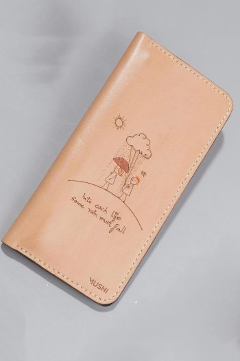 Imported genuine long leather wallet in nude with couple painting in Pakistan