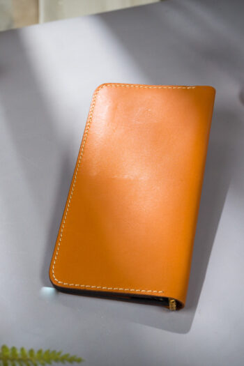 Imported genuine long leather wallet in beige with colourful birds painting in Pakistan.