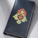 Imported full grain leather long wallet with Turkish hand-painted art for men and women
