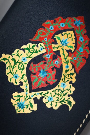 Imported full grain leather long wallet with Turkish hand-painted art for men and women