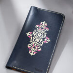 Long leather wallet with Turkish motif made from imported genuine leather for men and women