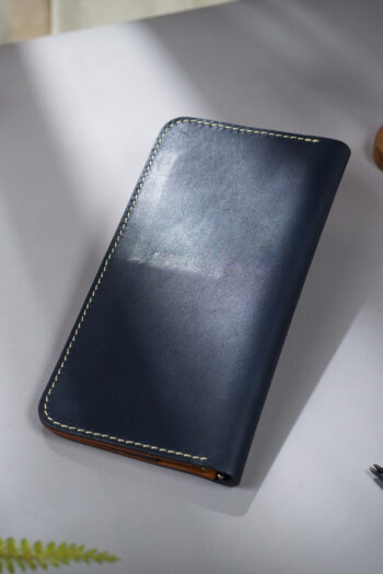 Long leather wallet with Turkish motif made from imported genuine leather for men and women