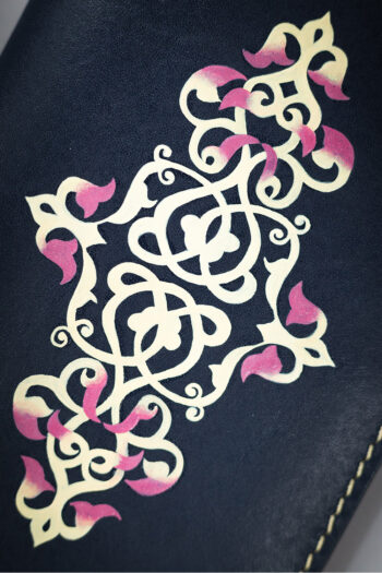 Long leather wallet with Turkish motif made from imported genuine leather for men and women
