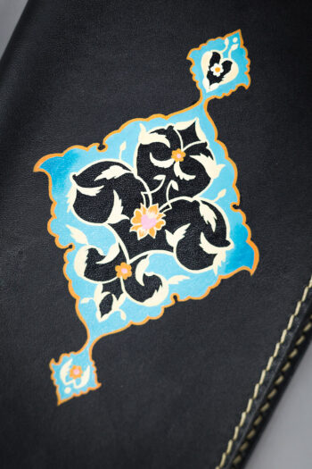 Full grain leather long wallet with Turkish hand-painted art with leather acrylics