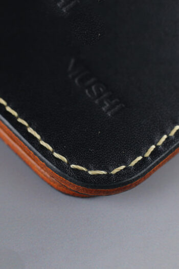 Genuine leather minimalist wallet with leopard painting, 4 slots and pull-out strap in Pakistan