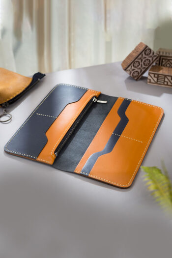 Tan and burgundy Bi fold ART Wallets Prepared By MUSHI