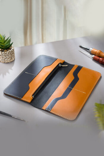 Long Stylish wallet for you orange and black by MUSHI