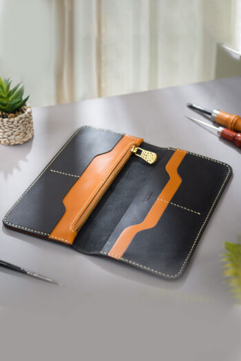 Tan and black Long ART Wallets Prepared By MUSHI