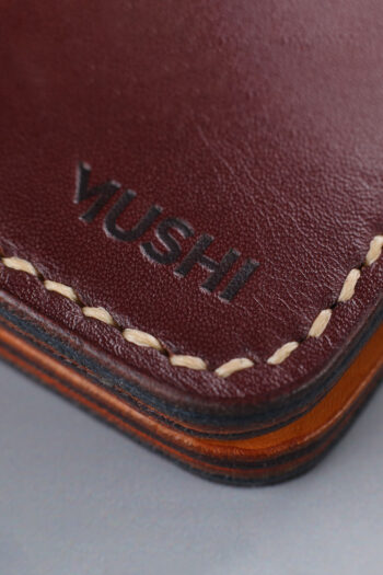 Traditional ART on burgundy Wallet Prepared By MUSHI