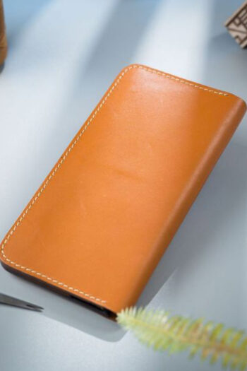 Leather Long Orange ART Wallets Prepared By MUSHI