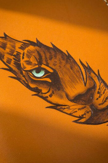 Genuine Tiger Stare Face orange Leather Wallet Prepared By MUSHI