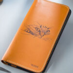 Amazing Luxurious long Orange leather Art wallet by MUSHI