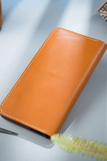 Customized Leather Long Orange ART Wallets Prepared By MUSHI