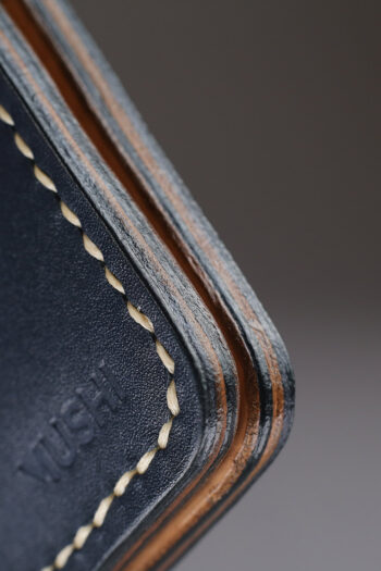 Genuine blue Leather Wallet Prepared By MUSHI