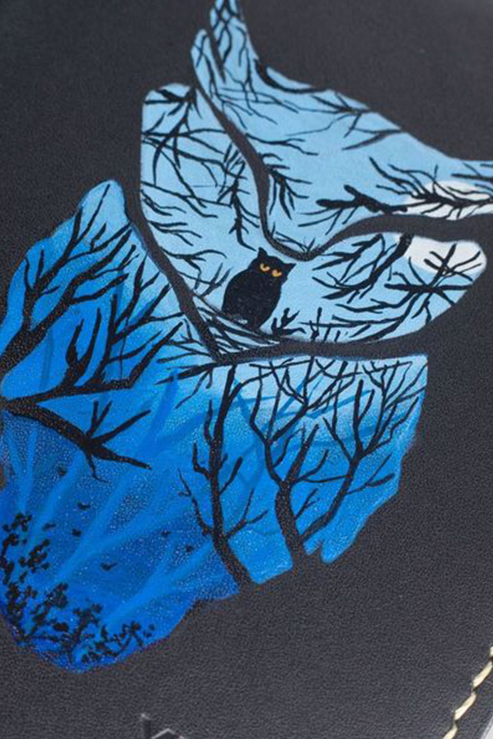 OWL Black Art Wallet by MUSHI Personalized Black Leather OWL Handmade Customize Wallet