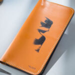 Long Orange leather fading female Art wallet by MUSHI