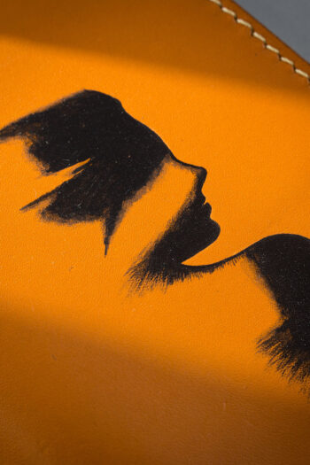 Long Orange leather fading female Art wallet by MUSHI