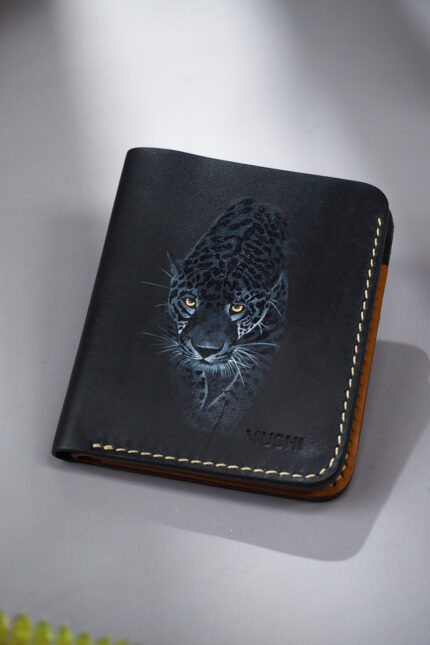 Premium Black Leather Tiger Handmade Customize Wallet for men Prepared By MUSHI