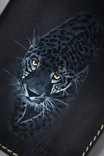 Black Leather Tiger Handmade Customize Wallet Prepared By MUSHI
