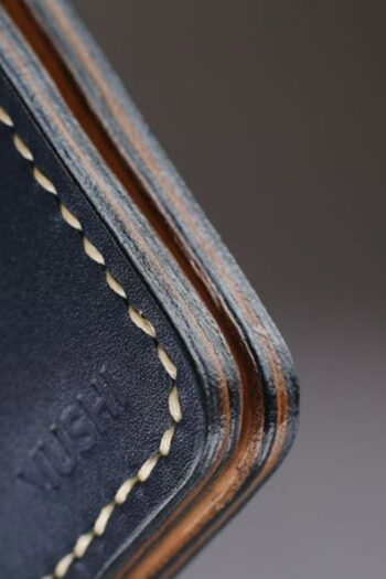 Genuine Leather Blue Wallets stitched by hands by MUSHI