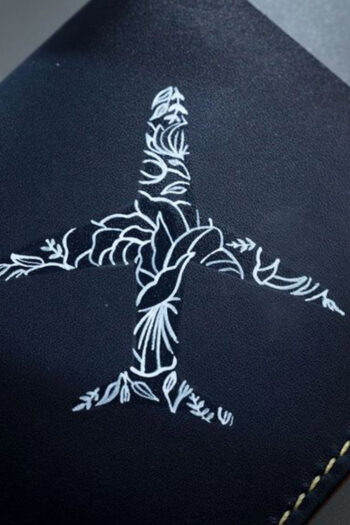 Leather Dark blue Flight ART Wallets Prepared By MUSHI