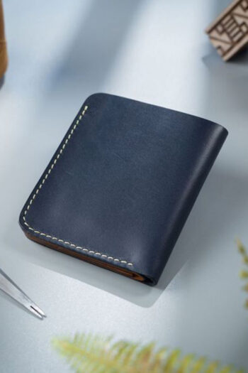 Leather Navy BlueART Wallets Prepared By MUSHI