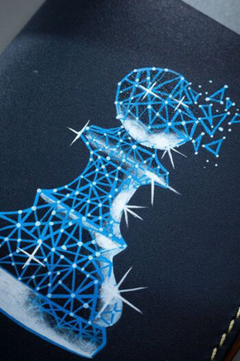 Leather Dark blue ART Wallets Prepared By MUSHI