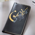 Black leather Art wallet by MUSHI