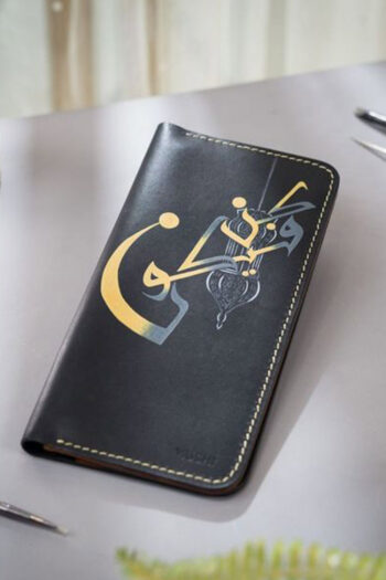 Black leather Art wallet by MUSHI
