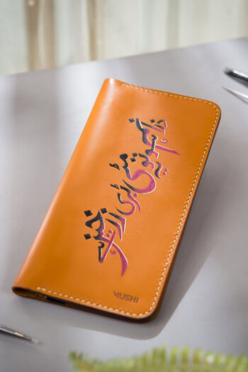 Long Orange leather fading female Art wallet by MUSHI