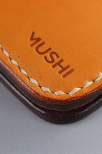 Long Classy leather orange Wallets stitched by hands by MUSHI