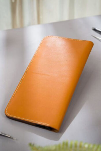 Leather Long Orange Bi fold Horizon poetry ART Wallets Prepared By MUSHI