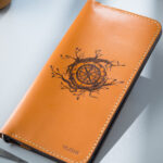 Beautiful Pyrography of Ancient Compass prepared on MUSHI Wallet in Pakistan