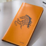 Orange leather fading Horse Art wallet by MUSHI