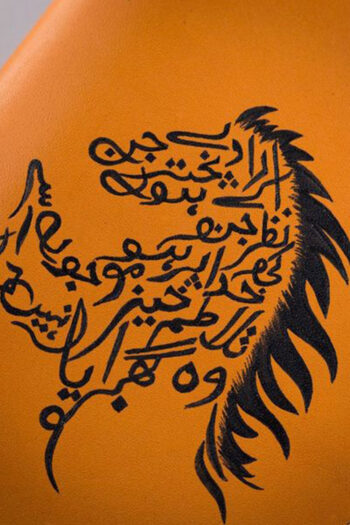 Long Orange leather poetry in horse Art wallet by MUSHI