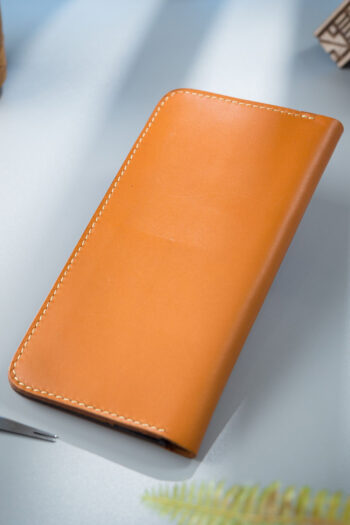 Bi fold Leather Long Orange ART Wallets Prepared By MUSHI
