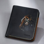 Black Leather Tiger Art Wallet Prepared By MUSHI