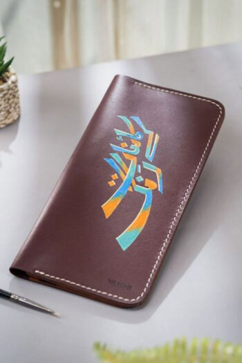 Burgundy leather fading Horse Art wallet by MUSHI