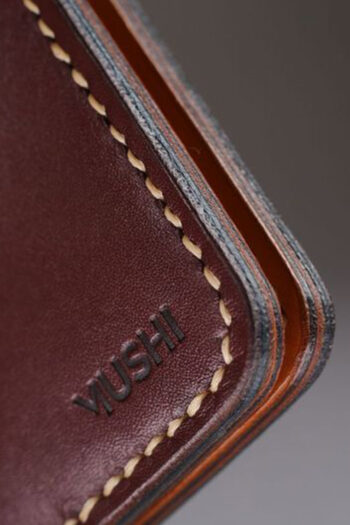 Leather Long burgundy Wallets stitched by hands by MUSHI