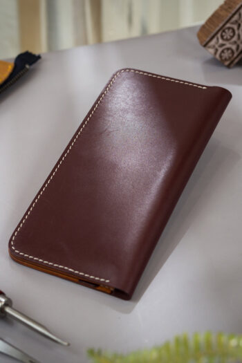 Long Luxury burgundy Leather Wallet Prepared By MUSHI
