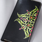 Luxury Floral Leather Wallet with hand-painted flowers