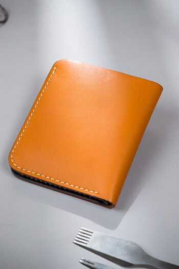Orange Luxury Leather Wallet Prepared By MUSHI