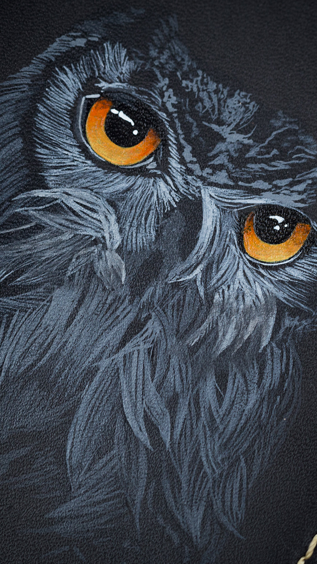 Hunter owl eyes Full Grain Black Leather Wallet Prepared By MUSHI