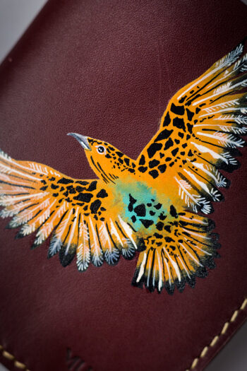 Best handmade wallets for you burgundy with sky scraper ART