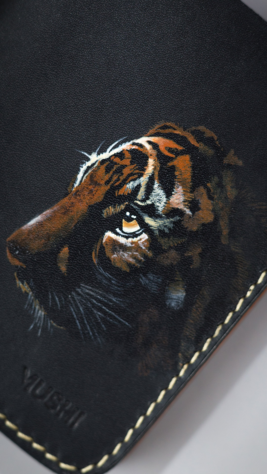 Black Leather Genuine Full Grain ART Wallet Prepared By MUSHI