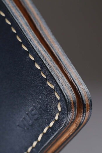 Genuine Blue Leather Wallet Prepared By MUSHI
