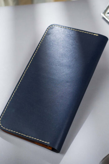 Navy Long Luxury burgundy Leather Wallet Prepared By MUSHI