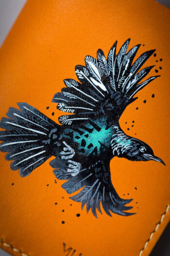 Full Grain orange Leather Wallet Prepared By MUSHI