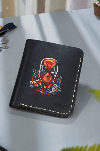 Deadpool wallet hand-painted leather design by MUSHI