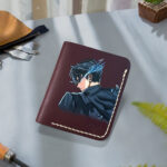 Anime wallet for Solo Leveling fans featuring Sung Jin-Woo artwork on genuine leather